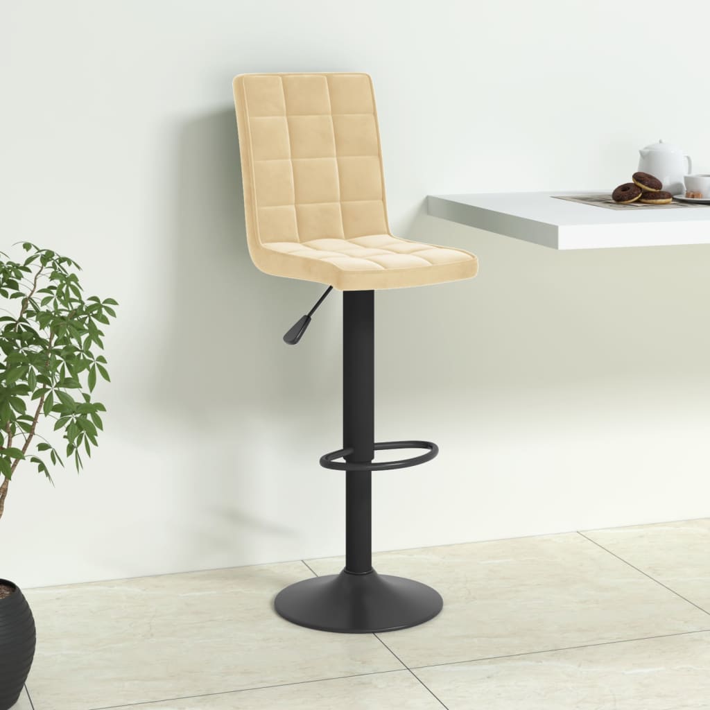 Barové Stoličky 2 Ks Krémové Zamatové