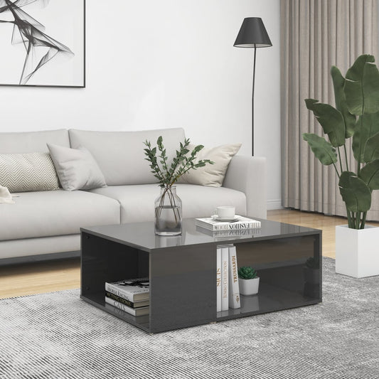 Konferenčný stolík lesklý sivý 90x67x33 cm drevotrieska