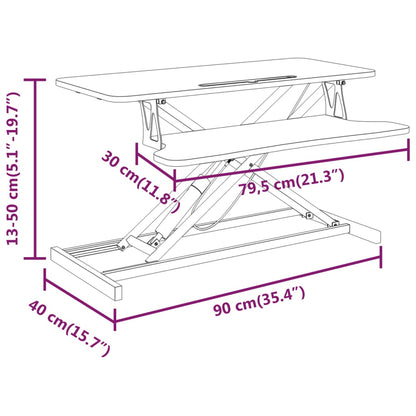 Nastaviteľný pracovný stôl 90x40x(13-50) cm oceľ a sprac. drevo