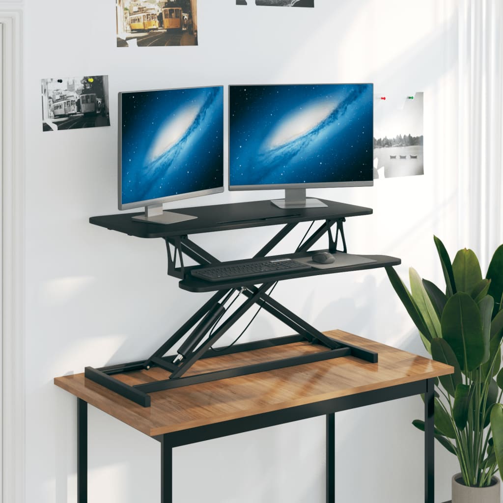 Nastaviteľný pracovný stôl 90x40x(13-50) cm oceľ a sprac. drevo