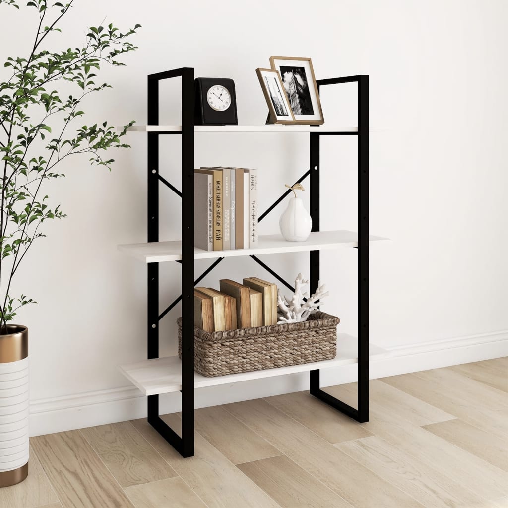 Knižnica S 3 Policami 80X30X, Borovicový Masív