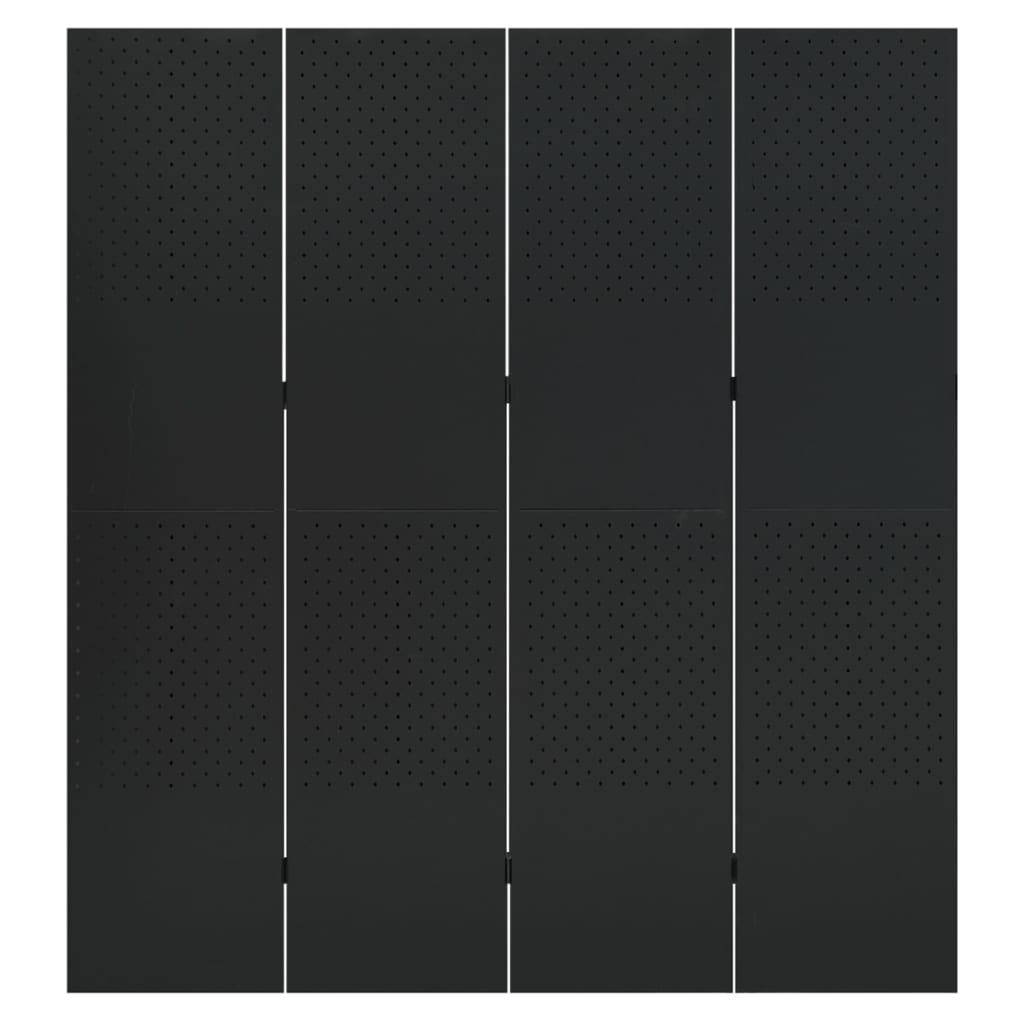 Paraván so 4 panelmi, čierny 160x180 cm oceľ