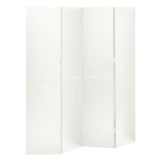 Paraván so 4 panelmi, biela 160x180 cm oceľ