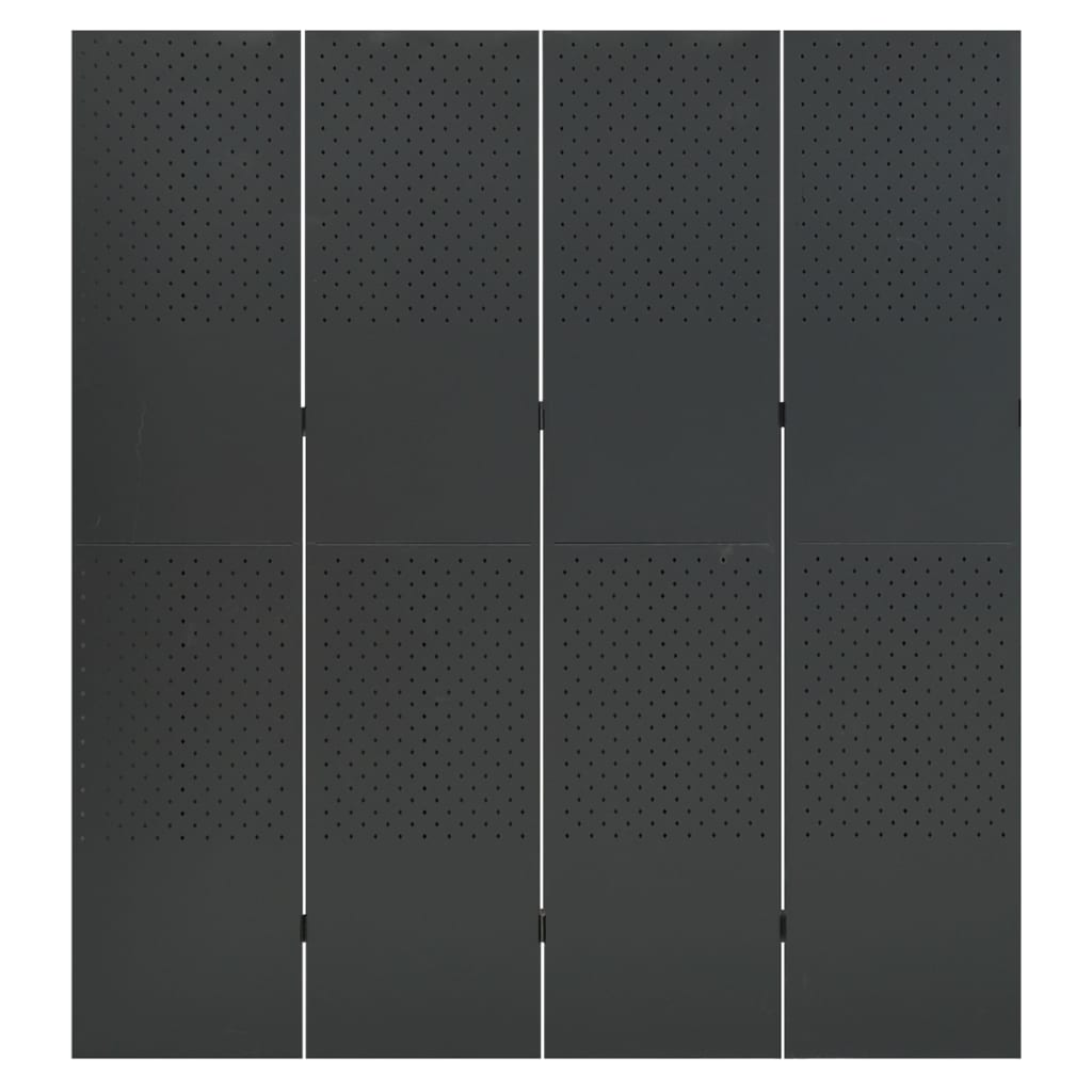 Paraván so 4 panelmi, antracitová 160x180 cm oceľ