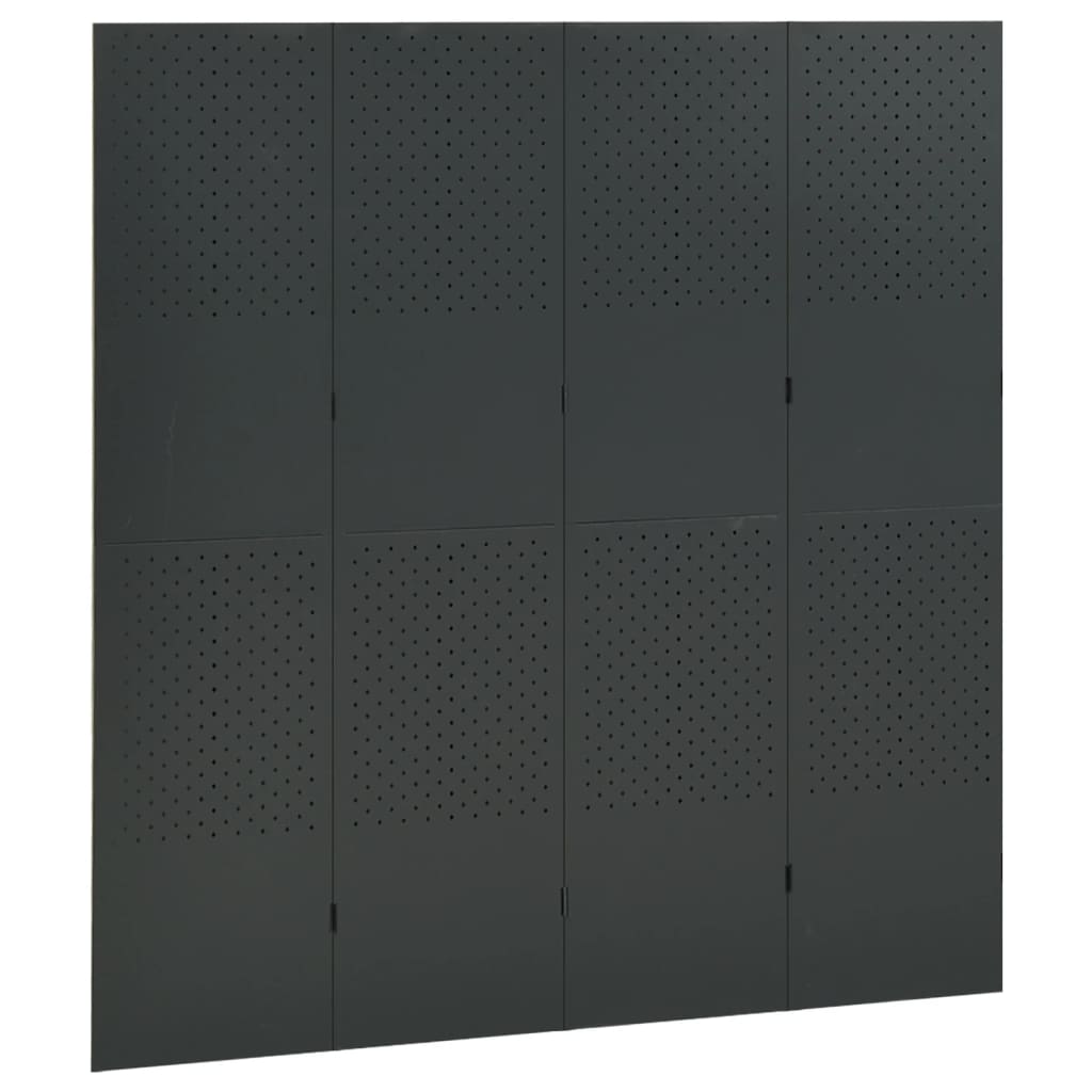 Paraván so 4 panelmi, antracitová 160x180 cm oceľ