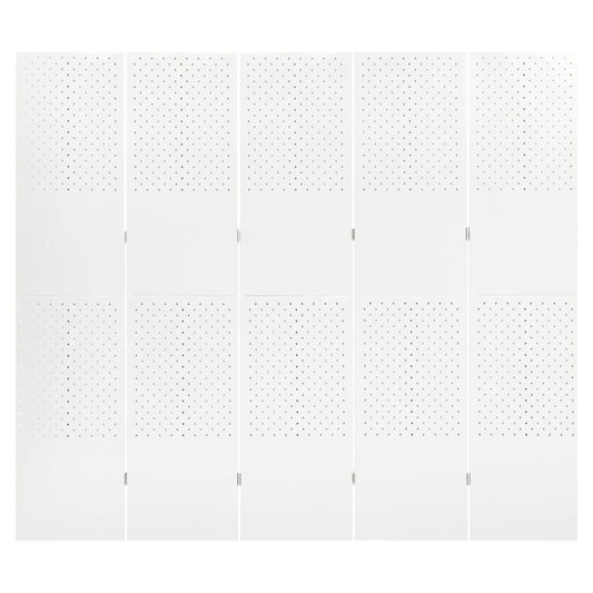 Paraván s 5 panelmi, biela 200x180 cm oceľ