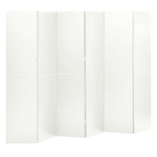 Paraván so 6 panelmi, biely 240x180 cm oceľ