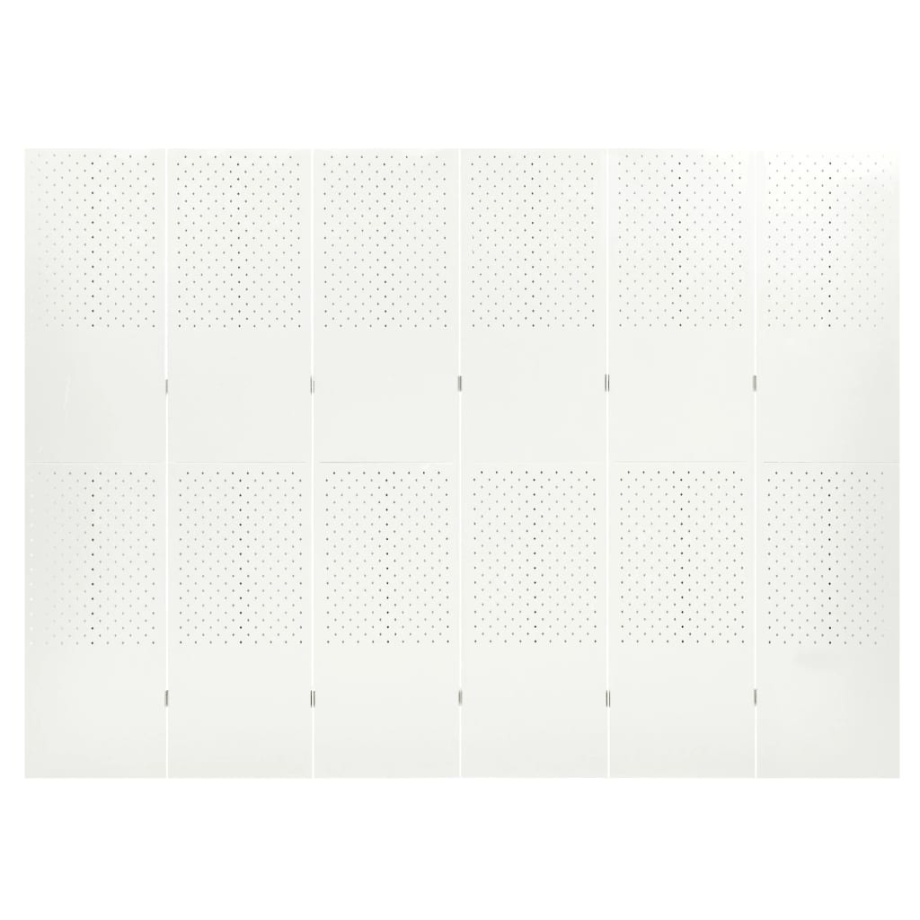 Paraván so 6 panelmi, biely 240x180 cm oceľ