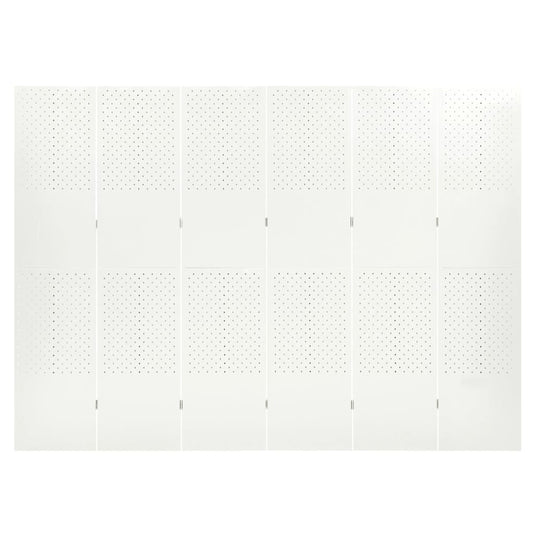 Paraván so 6 panelmi, biely 240x180 cm oceľ