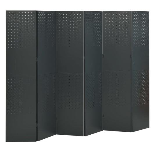 Paraván so 6 panelmi, antracitový 240x180 cm oceľ