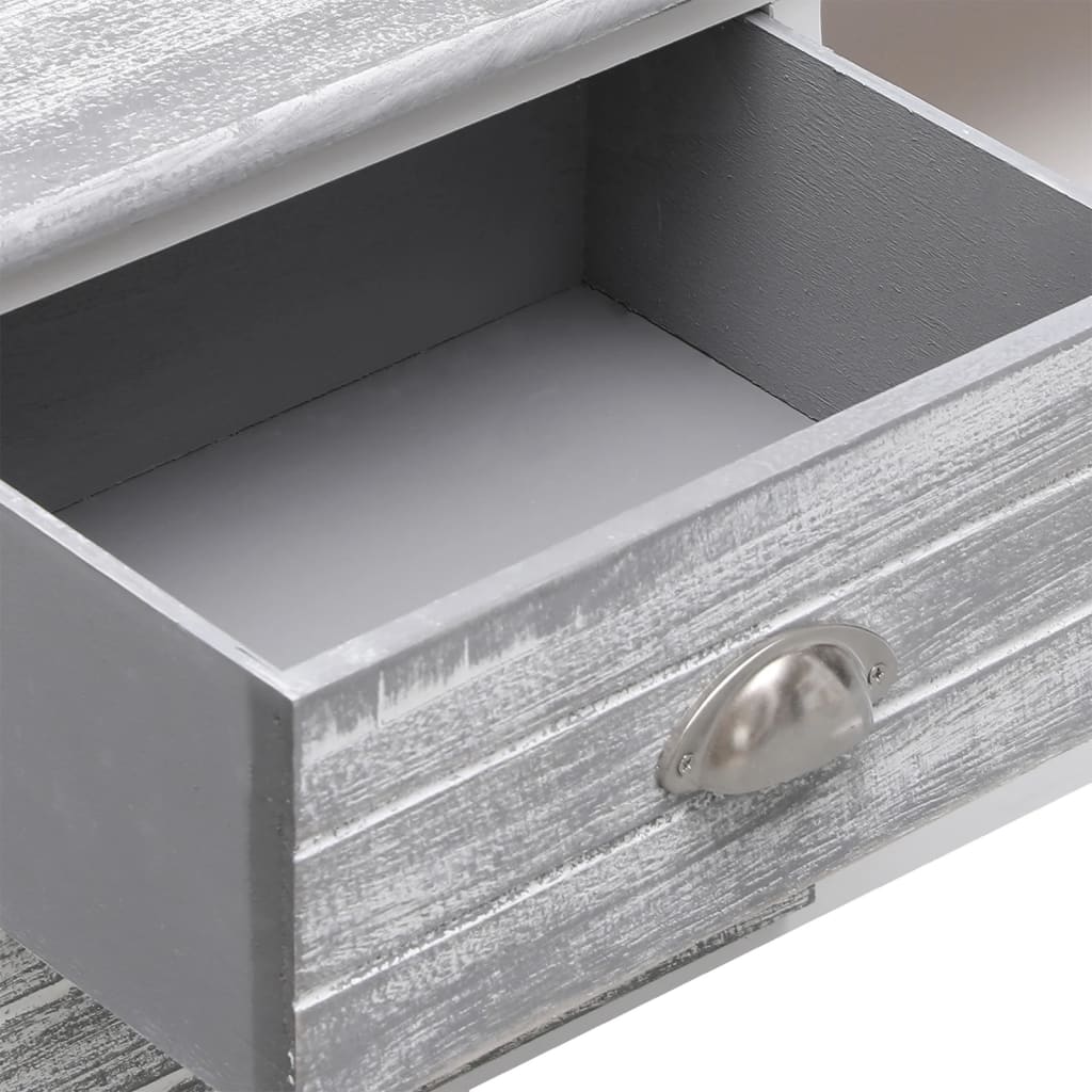 Tv Skrinka, Biela A Sivá 108X30X40 Cm, Drevený Masív Paulovnia