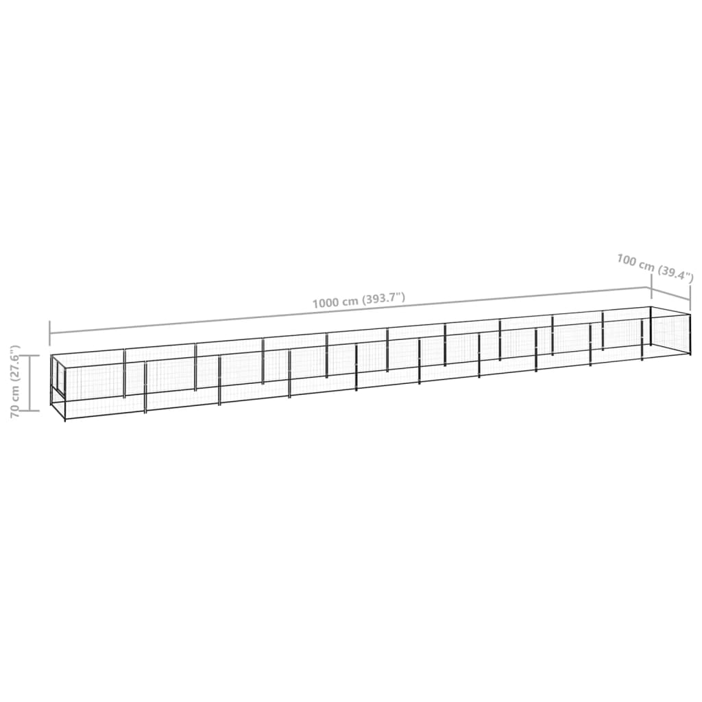 Koterec pre psy čierny 10 m² oceľ