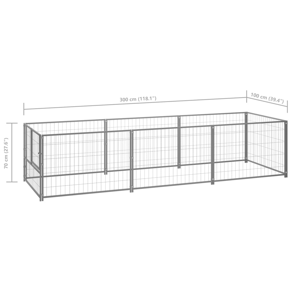 Koterec pre psy strieborný 3 m² oceľ