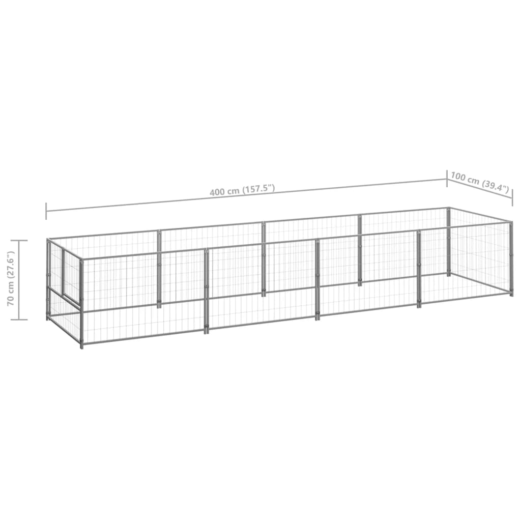 Koterec pre psy strieborný 4 m² oceľ