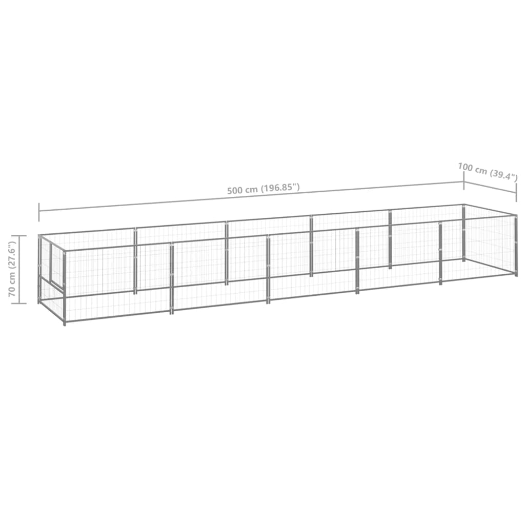Koterec pre psy strieborný 5 m² oceľ
