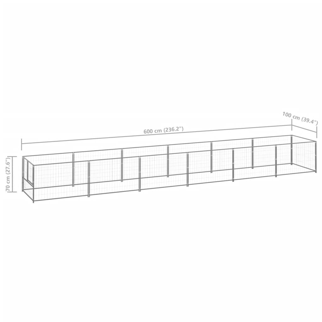 Koterec pre psy strieborný 6 m² oceľ