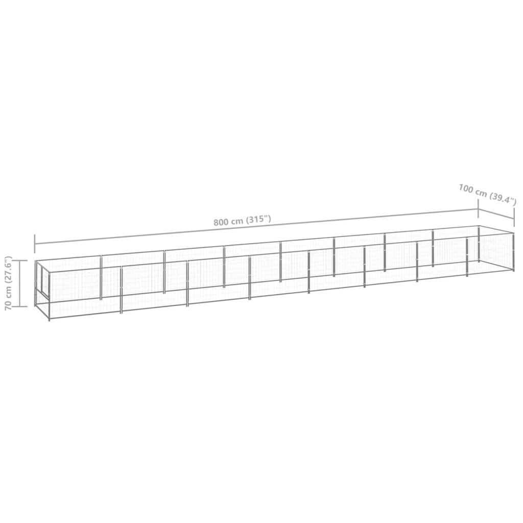 Koterec pre psy strieborný 8 m² oceľ