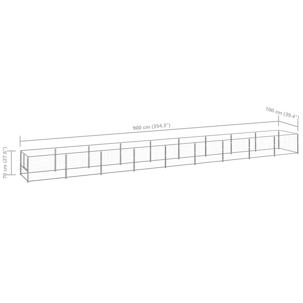 Koterec pre psy strieborný 9 m² oceľ