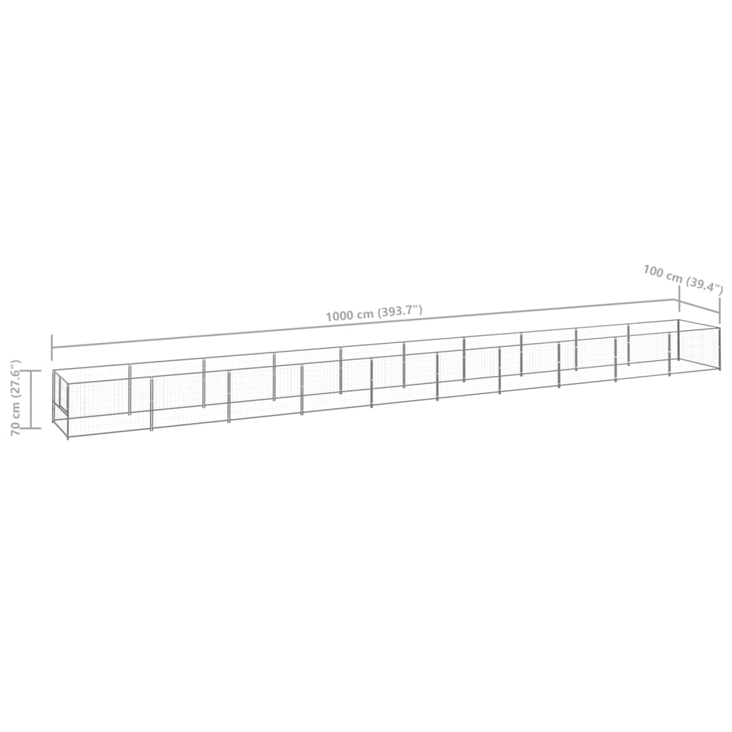 Koterec pre psy strieborný 10 m² oceľ