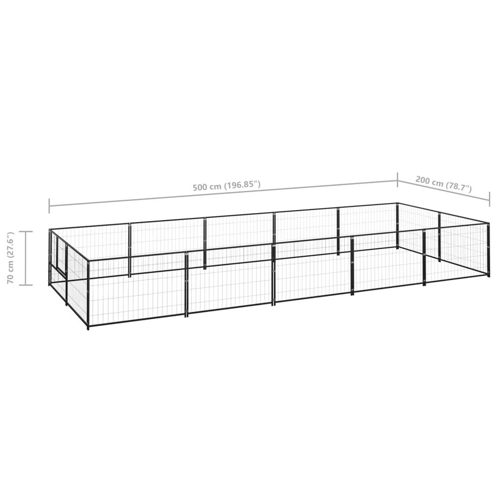 Koterec pre psy čierny 10 m² oceľ