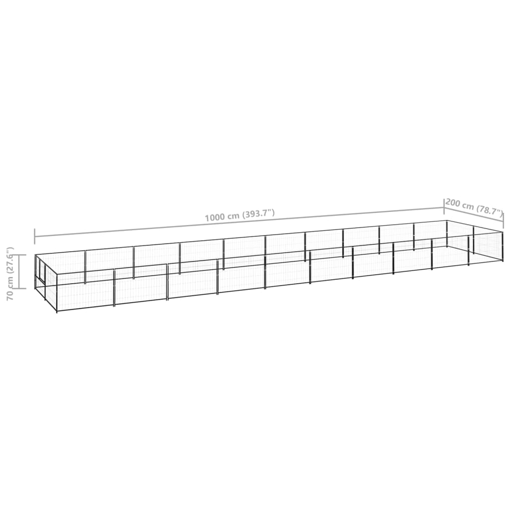 Koterec pre psy čierny 20 m² oceľ