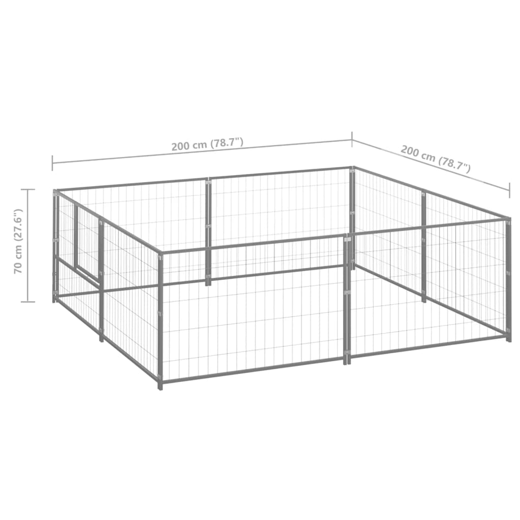 Koterec pre psy strieborný 4 m² oceľ