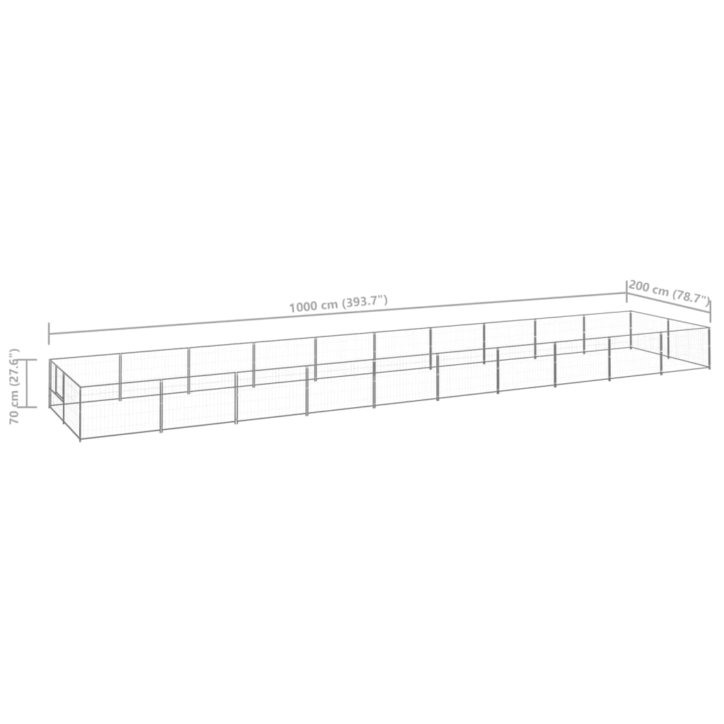 Koterec pre psy strieborný 20 m² oceľ