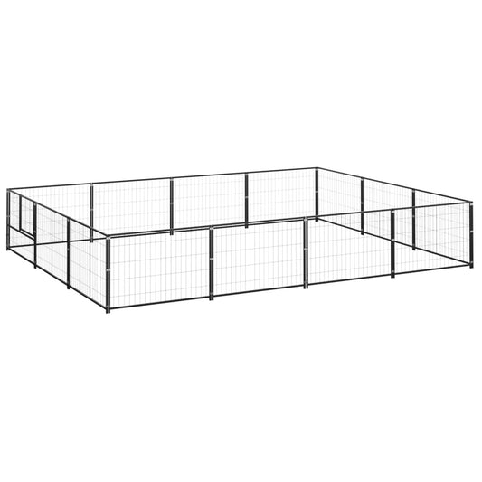 Koterec pre psy čierny 12 m² oceľ