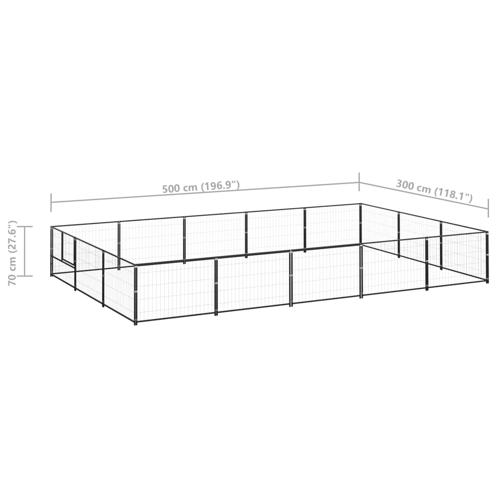 Koterec pre psy čierny 15 m² oceľ