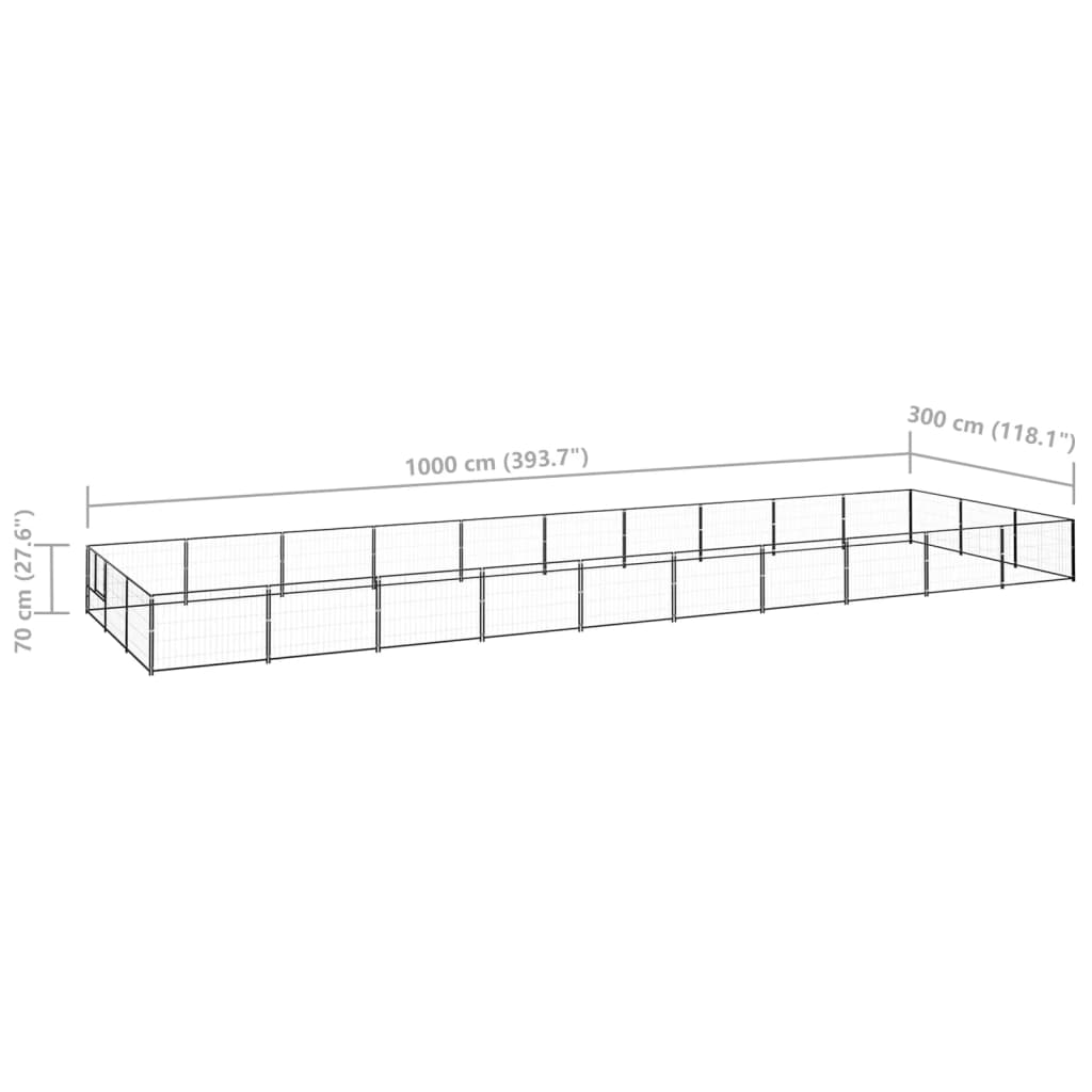 Koterec pre psy čierny 30 m² oceľ