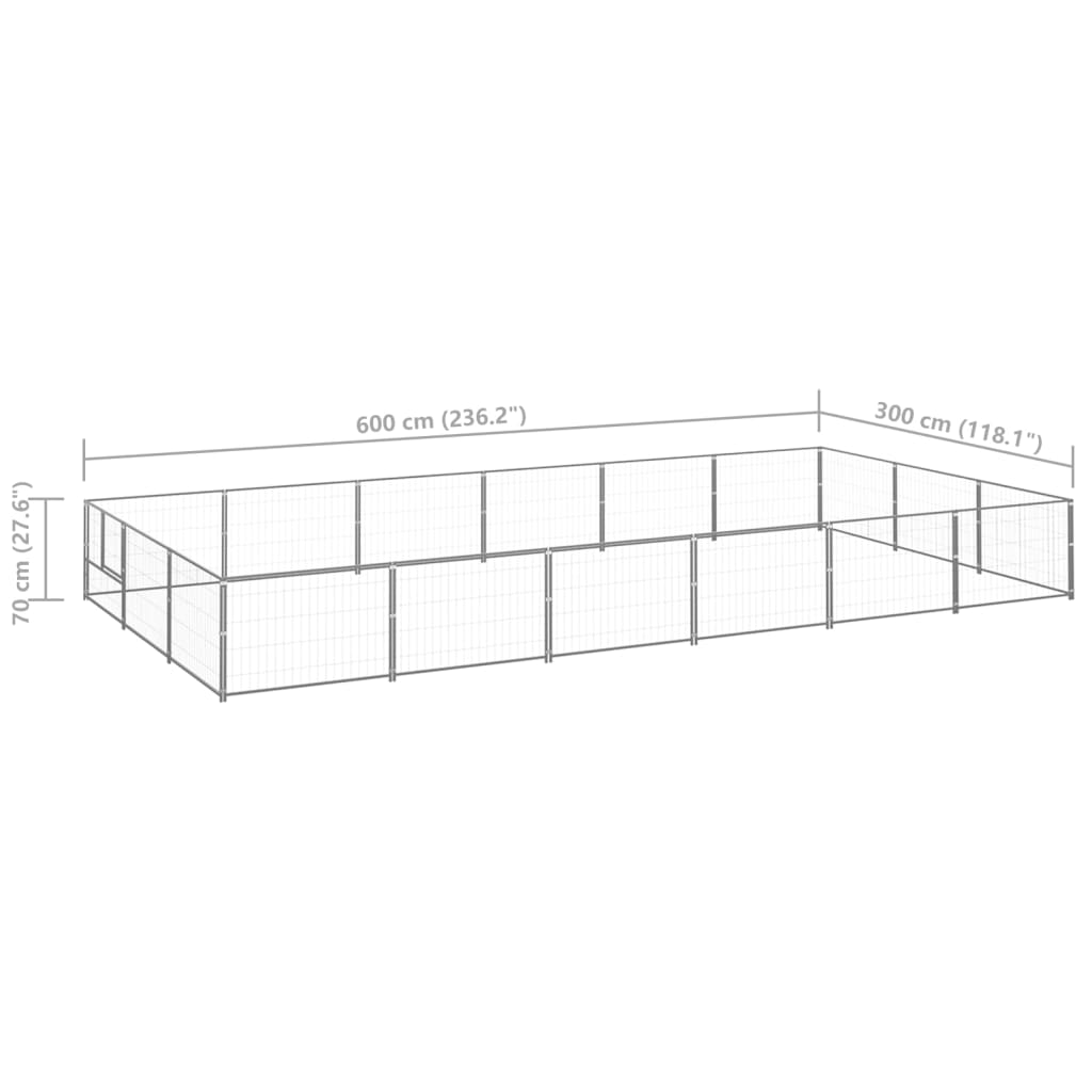 Koterec pre psy strieborný 18 m² oceľ