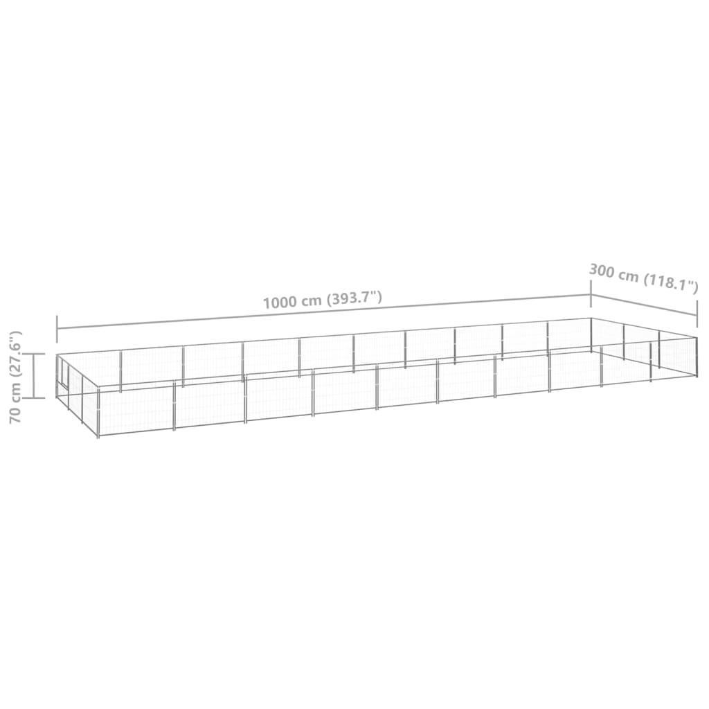 Koterec pre psy strieborný 30 m² oceľ