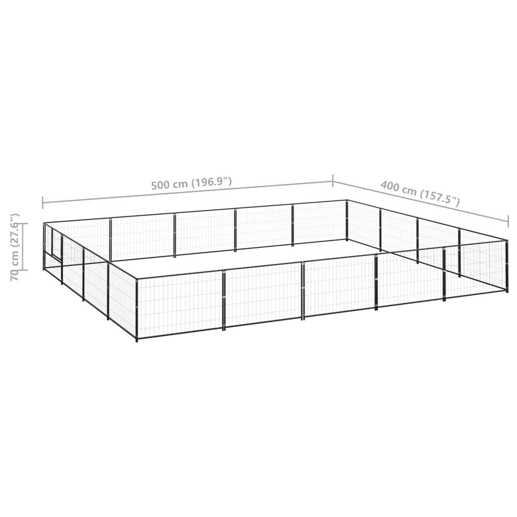 Koterec pre psy čierny 20 m² oceľ