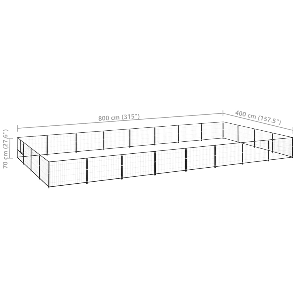 Koterec pre psy čierny 32 m² oceľ