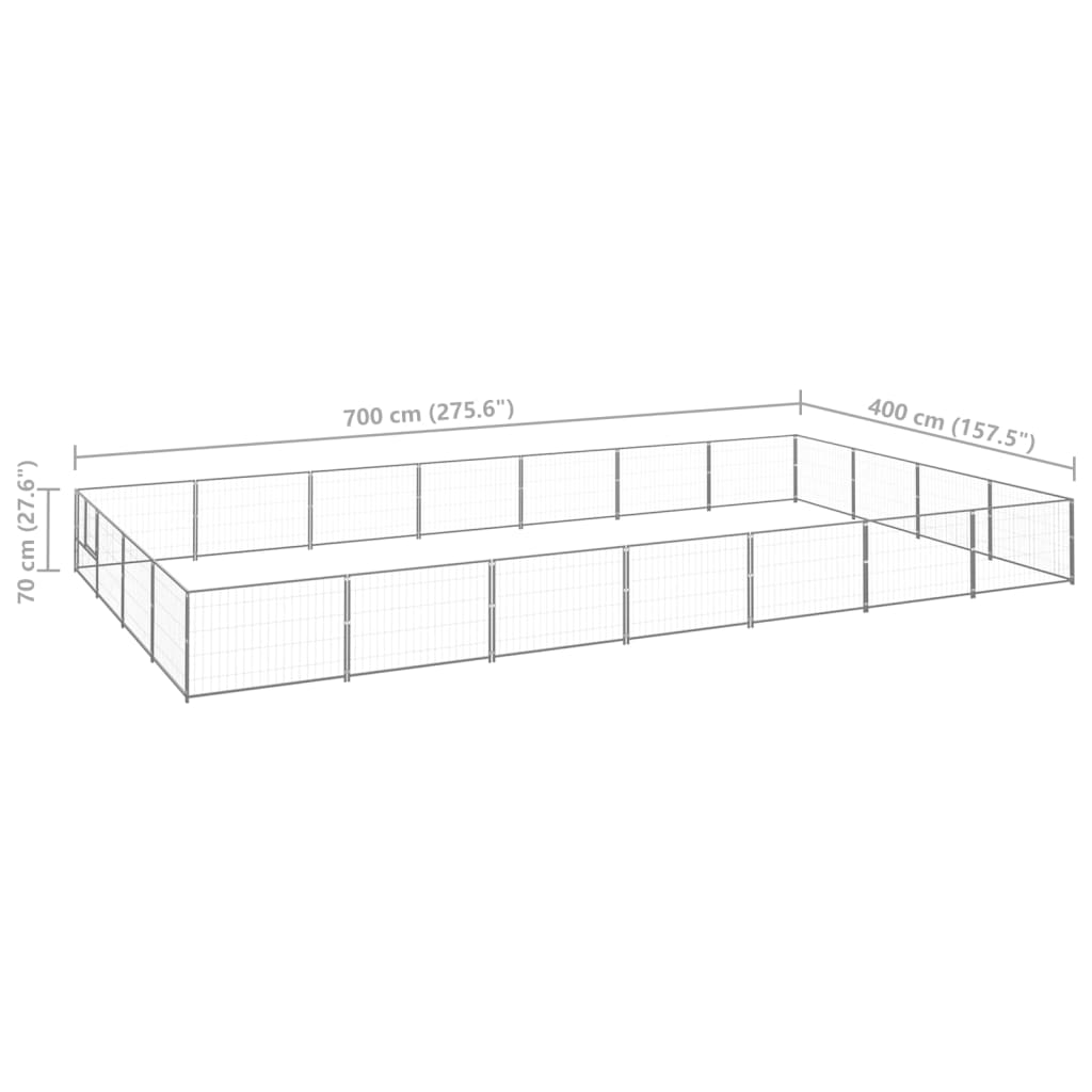 Koterec pre psy strieborný 28 m² oceľ