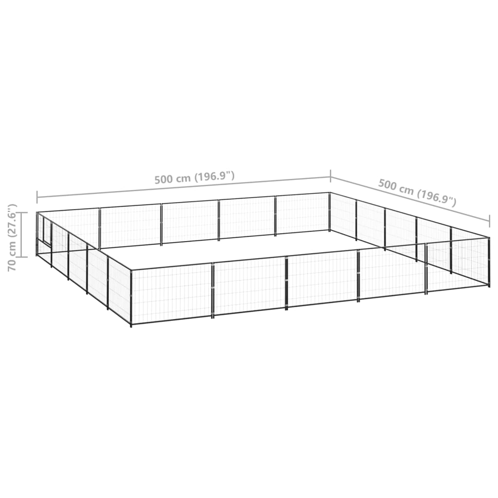 Koterec pre psy čierny 25 m² oceľ