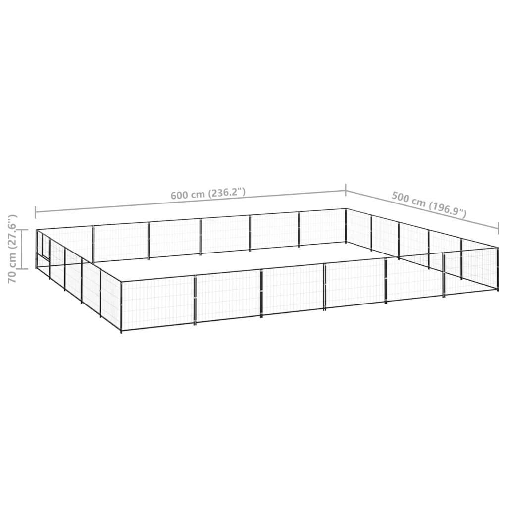 Koterec pre psy čierny 30 m² oceľ