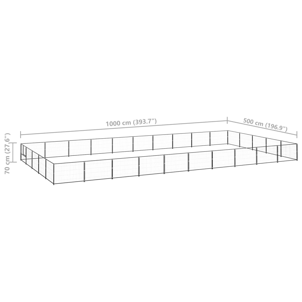 Koterec pre psy čierny 50 m² oceľ