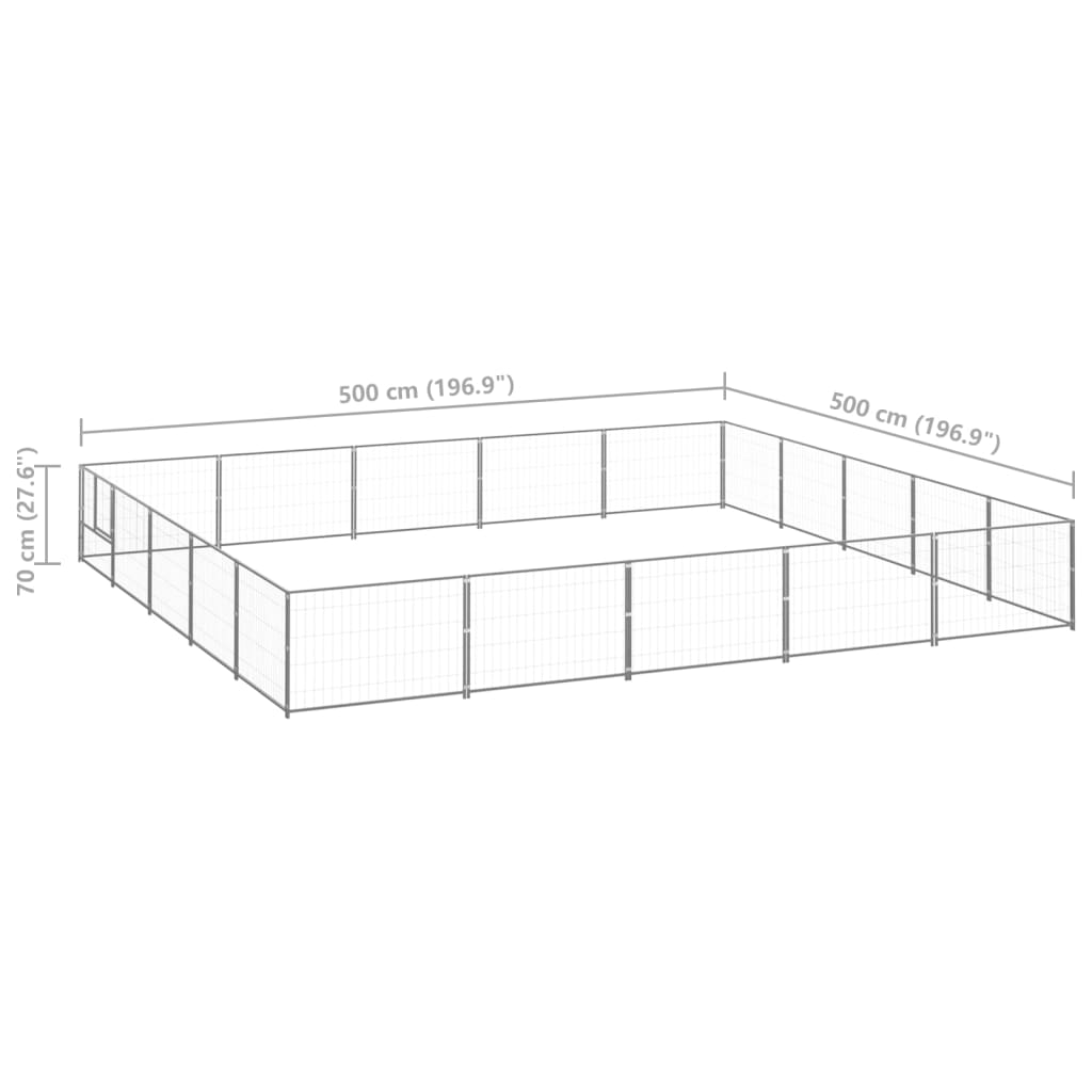 Koterec pre psy strieborný 25 m² oceľ