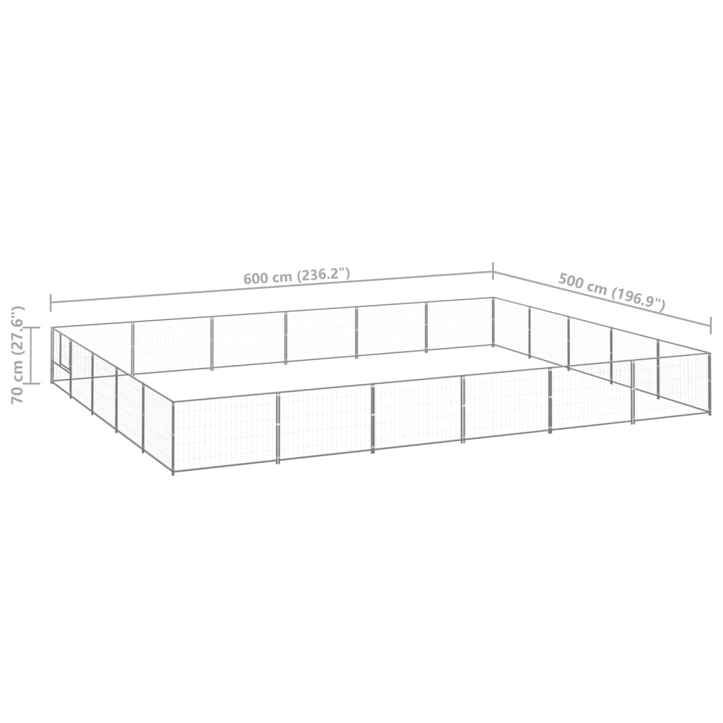 Koterec pre psy strieborný 30 m² oceľ