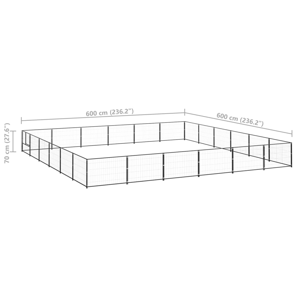 Koterec pre psy čierny 36 m² oceľ