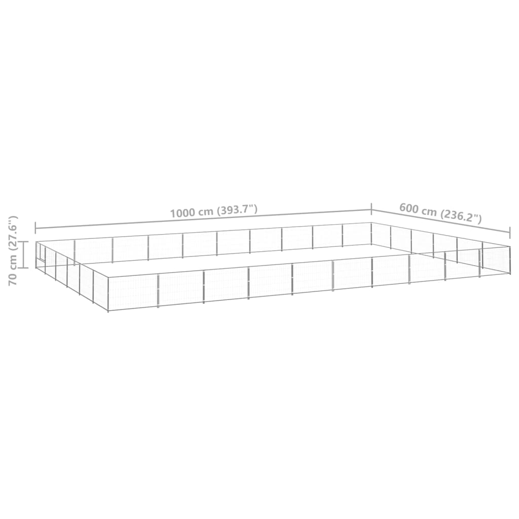 Koterec pre psov strieborný 60 m² oceľ
