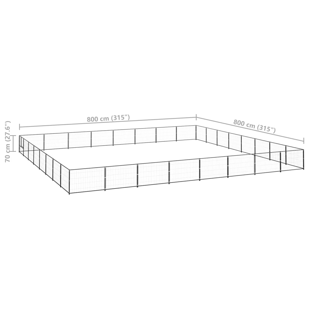Koterec pre psov čierny 64 m² oceľ