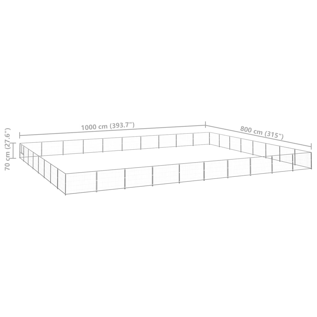 Koterec pre psov strieborný 80 m² oceľ
