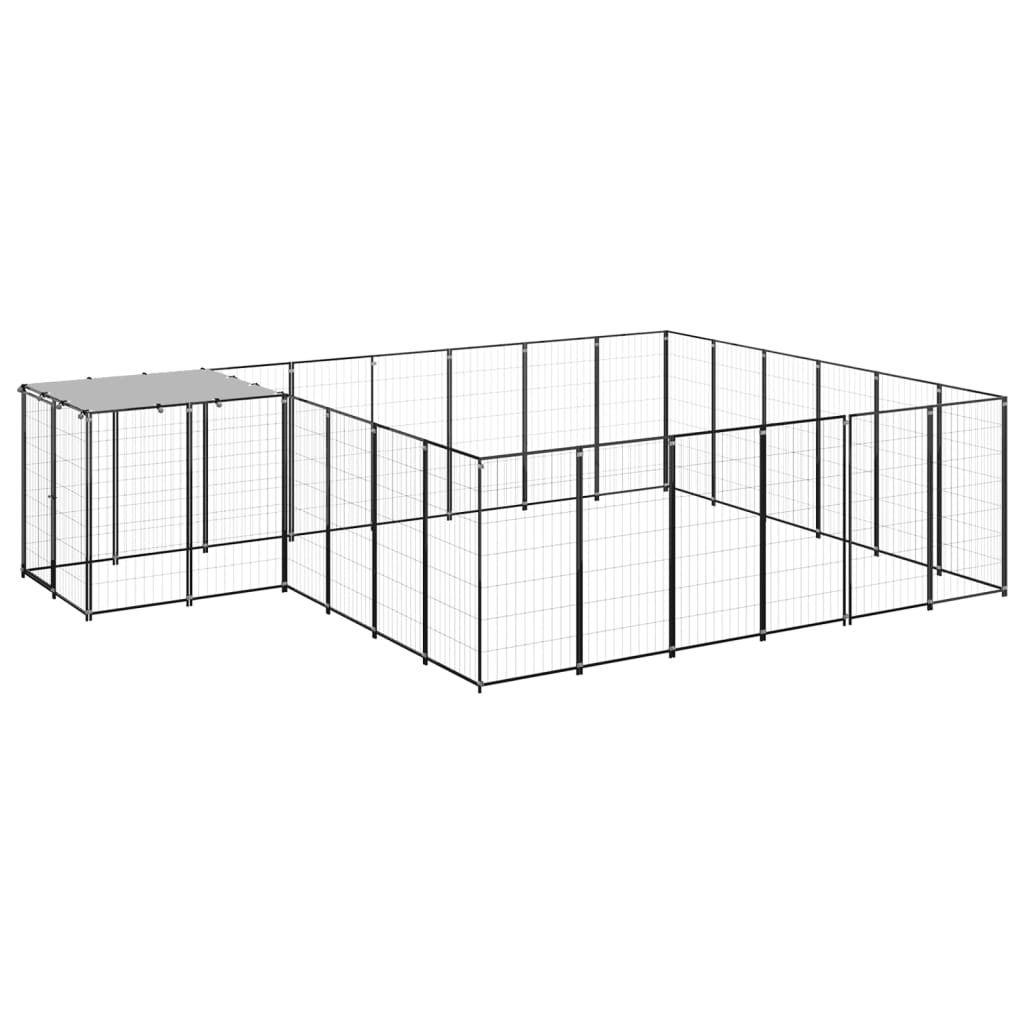 Koterec pre psy čierny 12,1 m² oceľ