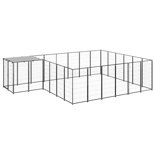 Koterec pre psy čierny 12,1 m² oceľ