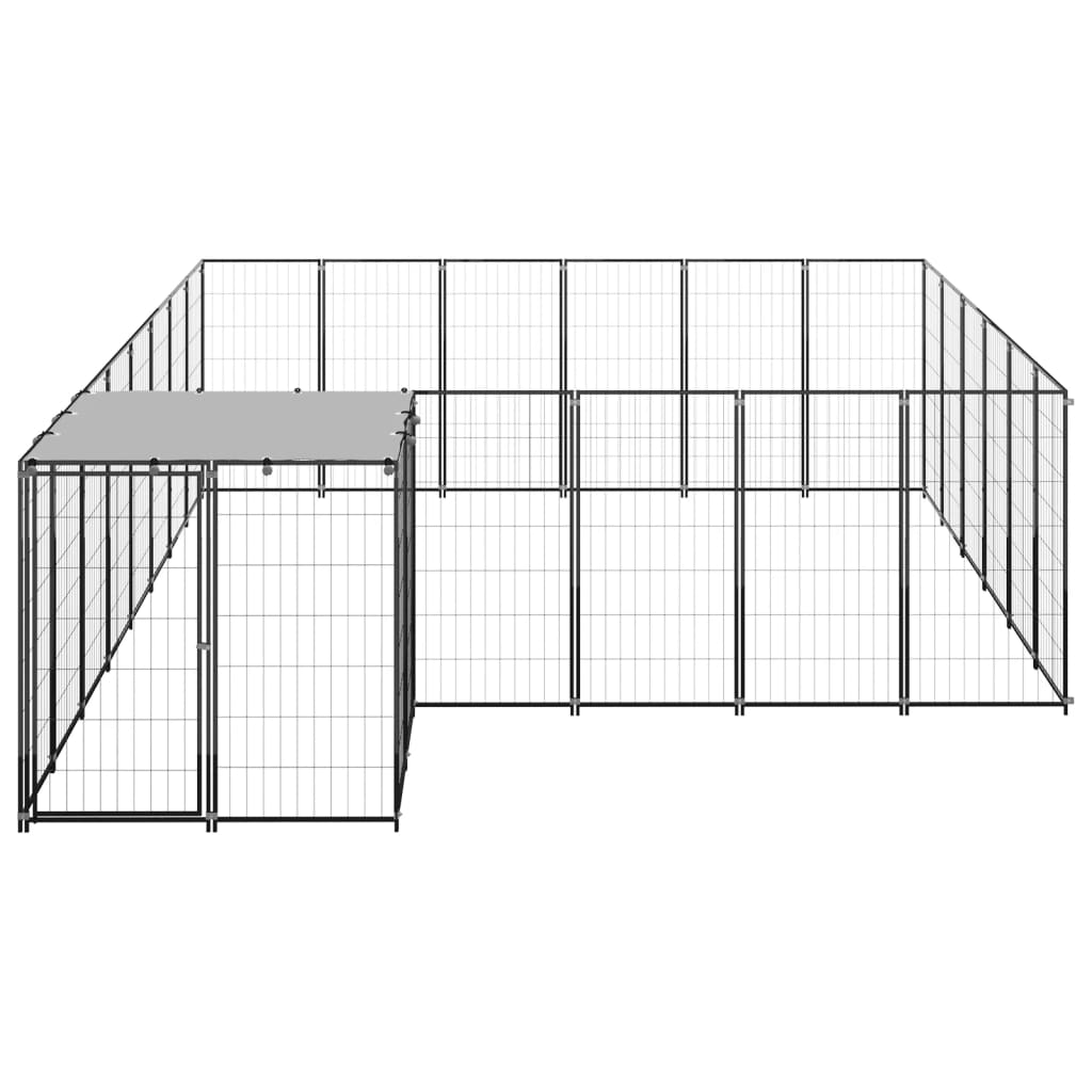 Koterec pre psy čierny 12,1 m² oceľ