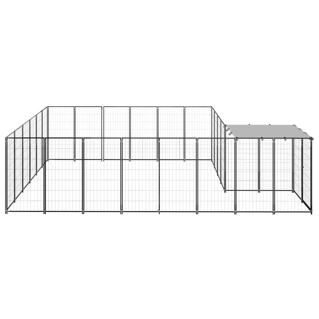 Koterec pre psy čierny 12,1 m² oceľ
