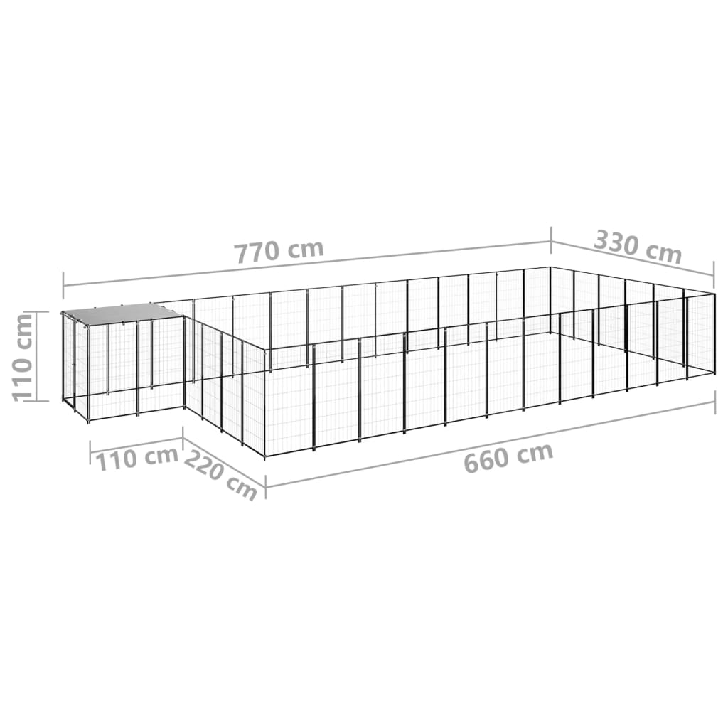 Koterec pre psy čierny 22,99 m² oceľ