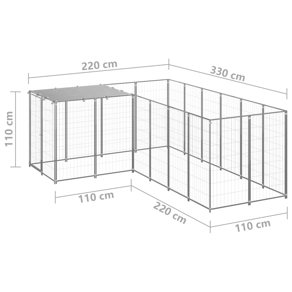 Koterec pre psy strieborný 4,84 m² oceľ